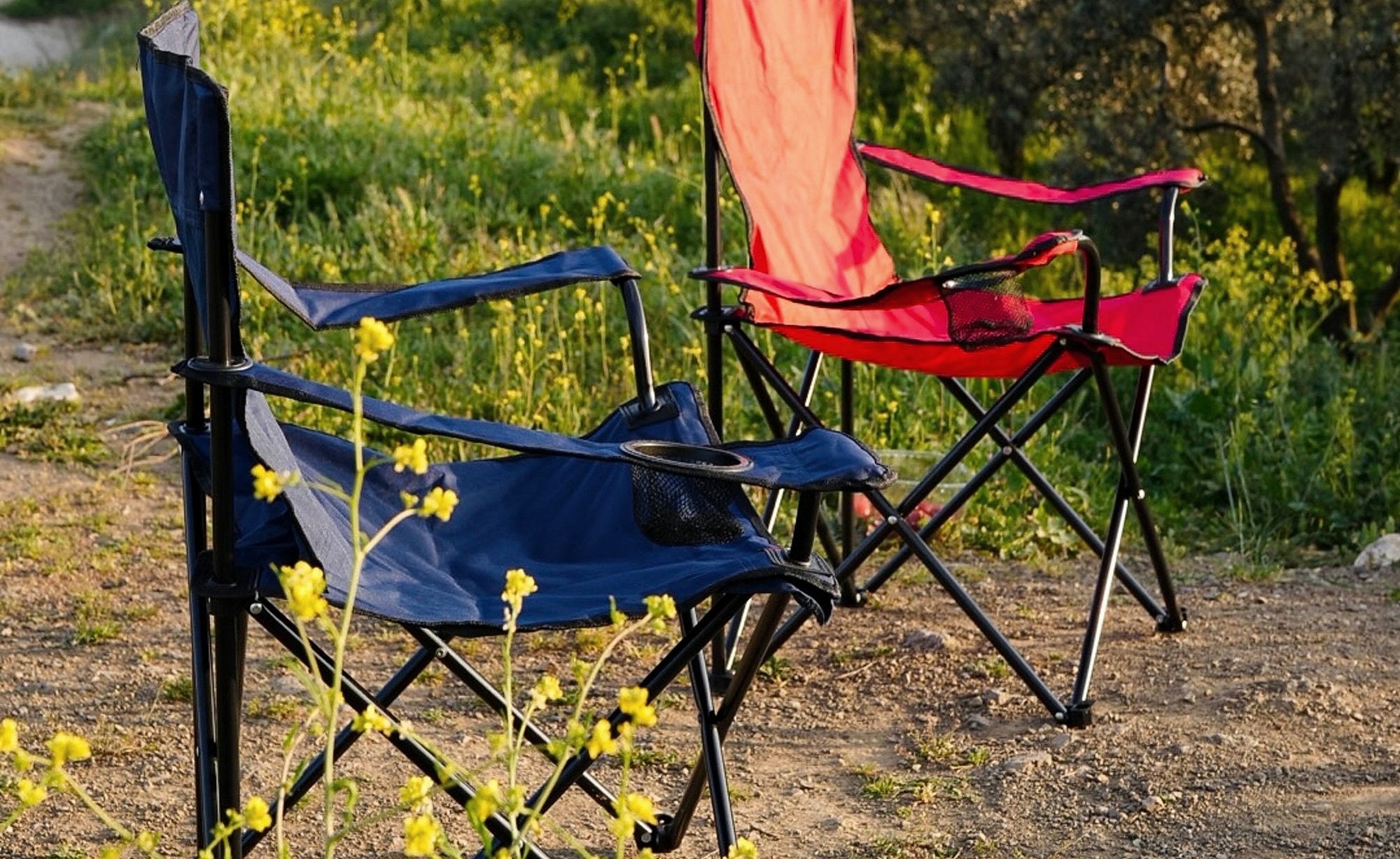 Portable outdoor chairs in a natural setting